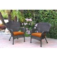 Set of 2 Windsor Espresso Resin Wicker Chair with Cushion