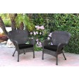 Set of 2 Windsor Espresso Resin Wicker Chair with Black Cushions