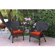 Set of 2 Windsor Espresso Resin Wicker Chair with Cushion