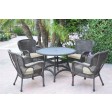 5pc Windsor Espresso Wicker Dining Set with Cushions