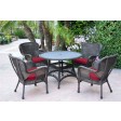 5pc Windsor Espresso Wicker Dining Set with Cushions
