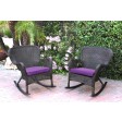 Set of 2 Windsor Espresso Resin Wicker Rocker Chair with Cushions
