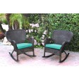Set of 2 Windsor Espresso Resin Wicker Rocker Chair with Cushions