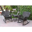 Windsor Espresso Wicker Rocker Chair And End Table Set With Chair Cushion
