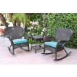 Windsor Espresso Wicker Rocker Chair And End Table Set With Chair Cushion