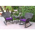 Windsor Espresso Wicker Rocker Chair And End Table Set With Chair Cushion