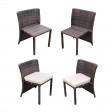 3PC WICKER CHAIR/TABLE BISTRO SET BROWN / IVRY CUSHION