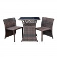 3PC WICKER CHAIR/TABLE BISTRO SET BROWN / TURQ CUSHION