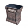 3PC WICKER CHAIR/TABLE BISTRO SET BROWN / TURQ CUSHION