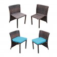 3PC WICKER CHAIR/TABLE BISTRO SET BROWN / TURQ CUSHION