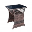 3PC WICKER CHAIR/TABLE BISTRO SET BROWN / TURQ CUSHION