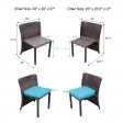 3PC WICKER CHAIR/TABLE BISTRO SET BROWN / TURQ CUSHION