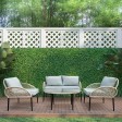 4PC ROPE WICKER CUSH SEATING SET GREY