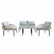 4PC ROPE WICKER CUSH SEATING SET GREY