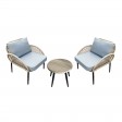3PC ROPE WICKER CUSH CHAT SET GREY