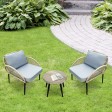3PC ROPE WICKER CUSH CHAT SET GREY
