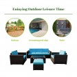 7PC BROWN WICKER SEATING SET /TURQ CUSHION