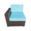 7PC BROWN WICKER SEATING SET /TURQ CUSHION