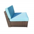 7PC BROWN WICKER SEATING SET /TURQ CUSHION
