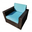 7PC BROWN WICKER SEATING SET /TURQ CUSHION