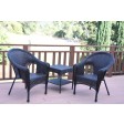 Set of 3 Espresso Resin Wicker Clark Single Chair without Cushion and End Tsble