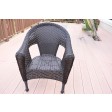 Set of 3 Espresso Resin Wicker Clark Single Chair without Cushion and End Tsble