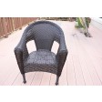 Set of 3 Espresso Resin Wicker Clark Single Chair with 2 inch Midnight Blue Cushion and End Table