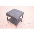 Set of 3 Espresso Resin Wicker Clark Single Chair with 2 inch Sage Green Cushion and End Table