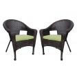 Set of 2 Resin Wicker Clark Single Chair with Sage Green Cushion