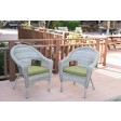 Set of 2 Grey Resin Wicker Clark Single Chair with 2 inch Cushion