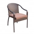 Set of 4 Cafe Curved Stacking Wicker Chairs - Brown Cushions