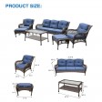 6pc Wicker Seating Set  with Midnight Blue Cushions