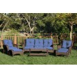 6pc Wicker Seating Set  with Midnight Blue Cushions