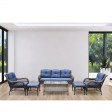 6pc Wicker Seating Set  with Midnight Blue Cushions