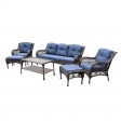 6pc Wicker Seating Set  with Midnight Blue Cushions
