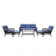 6pc Wicker Seating Set  with Midnight Blue Cushions