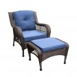 6pc Wicker Seating Set  with Midnight Blue Cushions