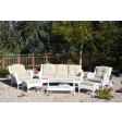 6pc White Wicker Seating Set with Ivory Cushions
