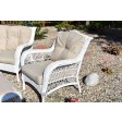 6pc White Wicker Seating Set with Ivory Cushions