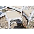 6pc White Wicker Seating Set with Ivory Cushions