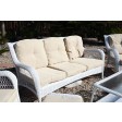 6pc White Wicker Seating Set with Ivory Cushions