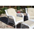 6pc White Wicker Seating Set with Ivory Cushions