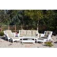 6pc White Wicker Seating Set with Tan Cushions