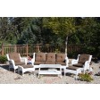 6pc White Wicker Seating Set with Cushions