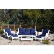 6pc White Wicker Seating Set  with Midnight Blue Cushions