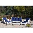 6pc White Wicker Seating Set with Cushions