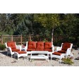 6pc White Wicker Seating Set with Brick Red Cushions