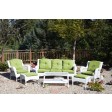 6pc White Wicker Seating Set with Sage Green Cushions