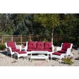 6pc White Wicker Seating Set with Red Cushions