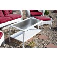 6pc White Wicker Seating Set with Red Cushions